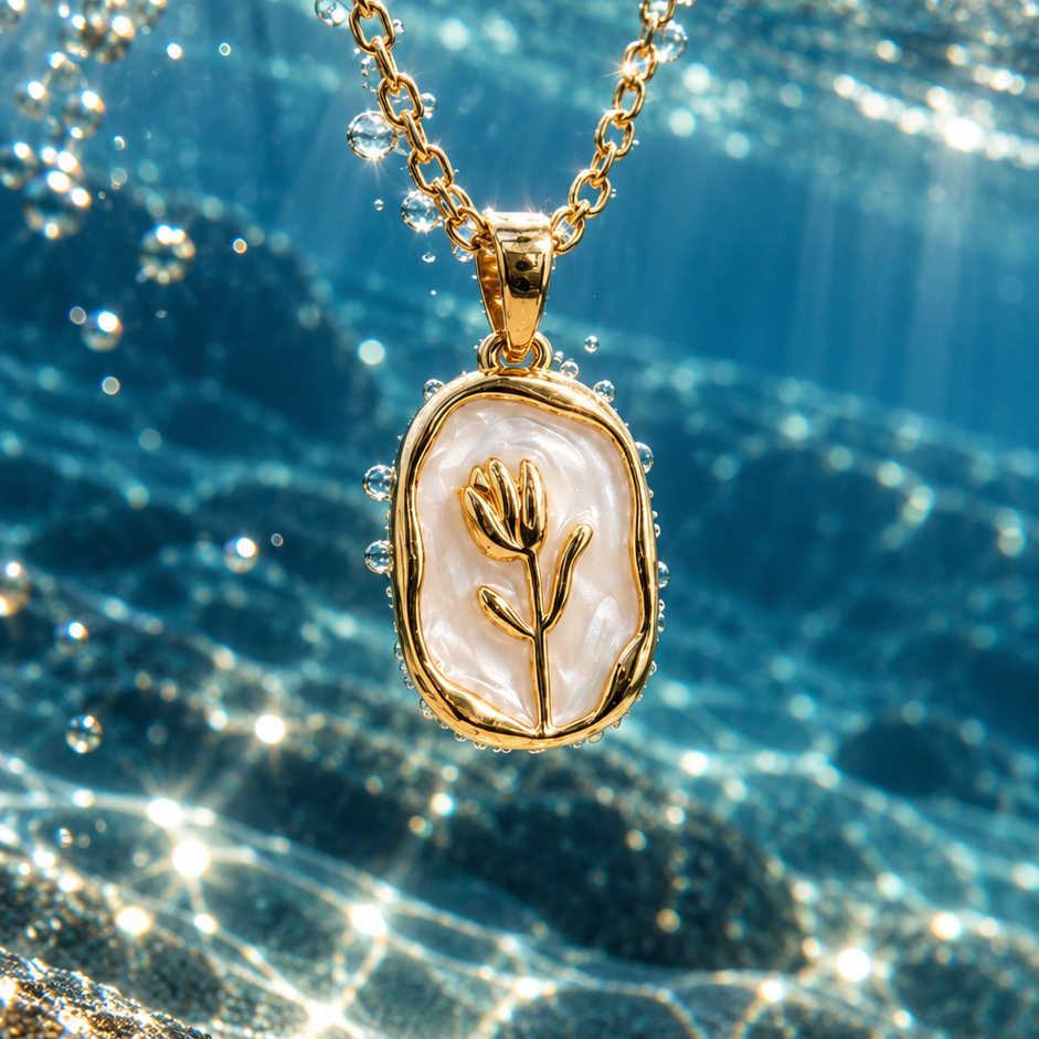 Tulip White Gold Kolye