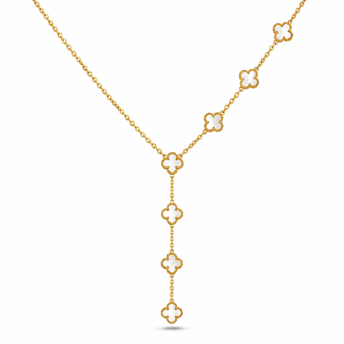 Clover Pearl Y Gold Kolye
