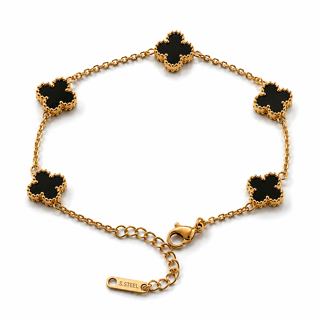 Clover Onyx Gold Bileklik