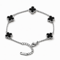 Clover Onyx Silver Bileklik