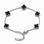 Clover Black Silver Bileklik