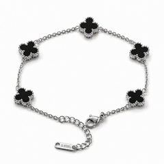 Clover Black Silver Bileklik