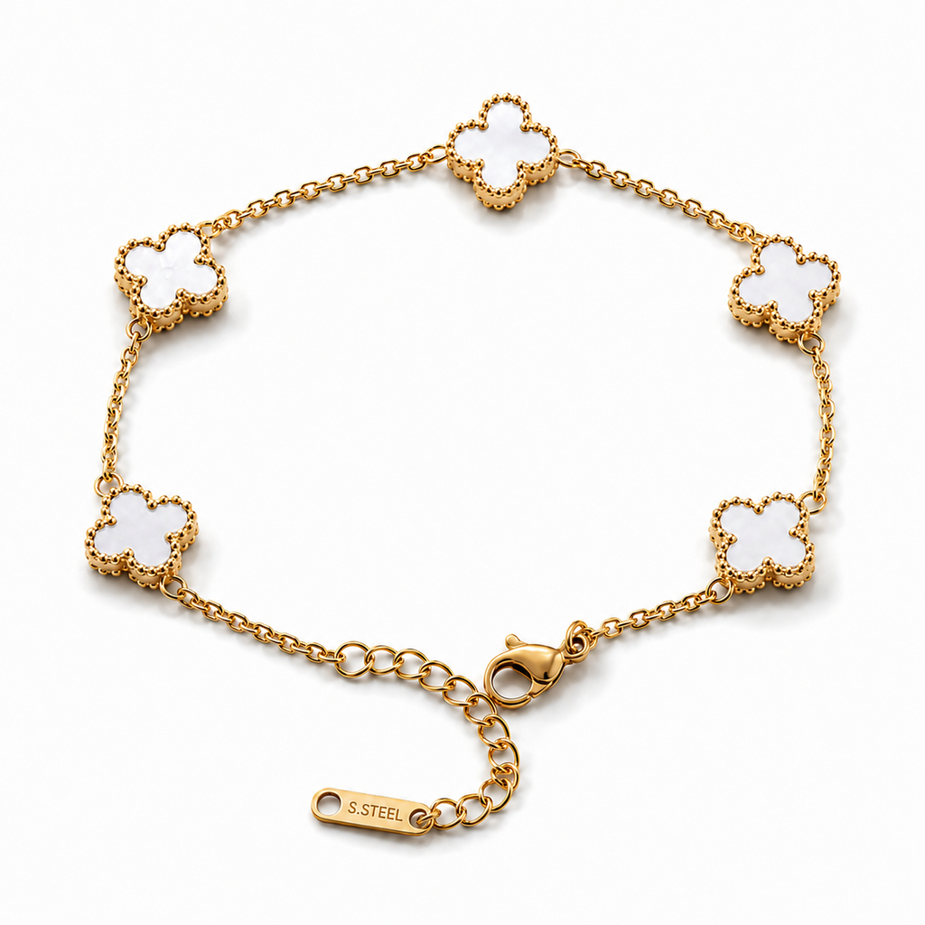 Clover Pearl Gold Bileklik