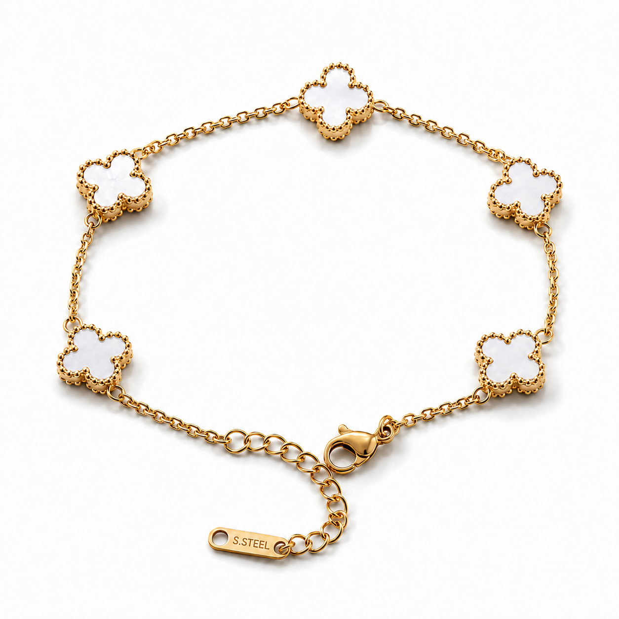 Clover Pearl Gold Bileklik