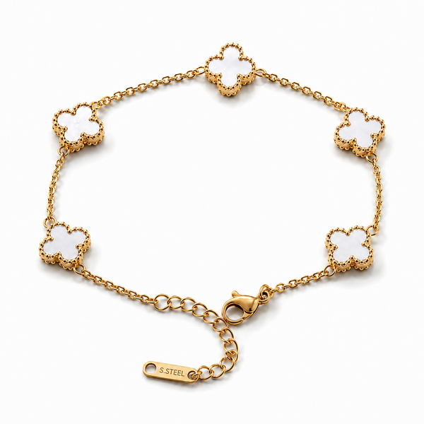 Clover White Gold Bileklik