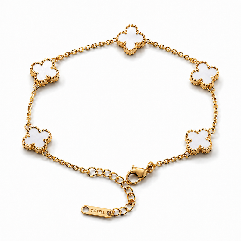 Clover White Gold Bileklik