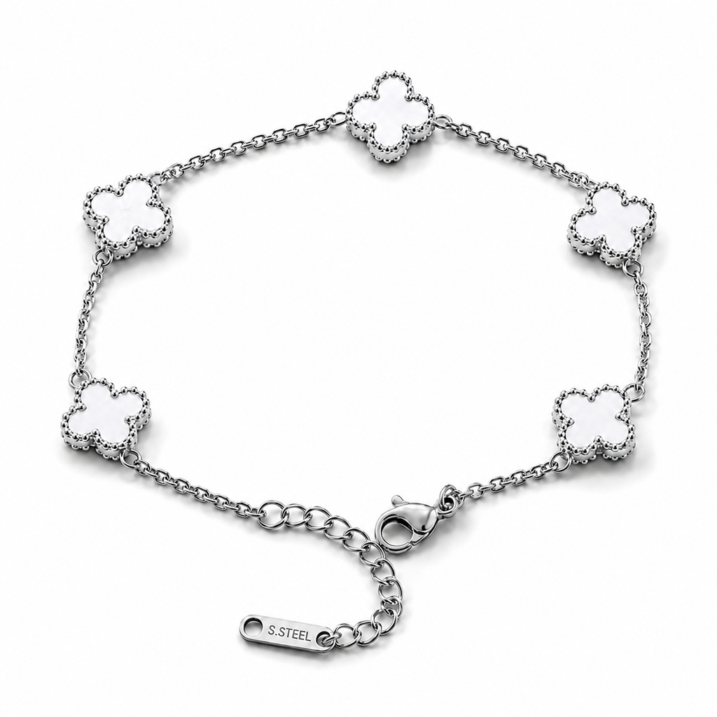 Clover Pearl Silver Bileklik