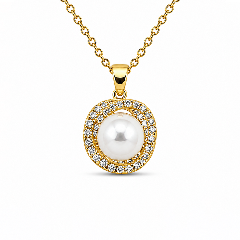 Pearl Halo Gold Kolye